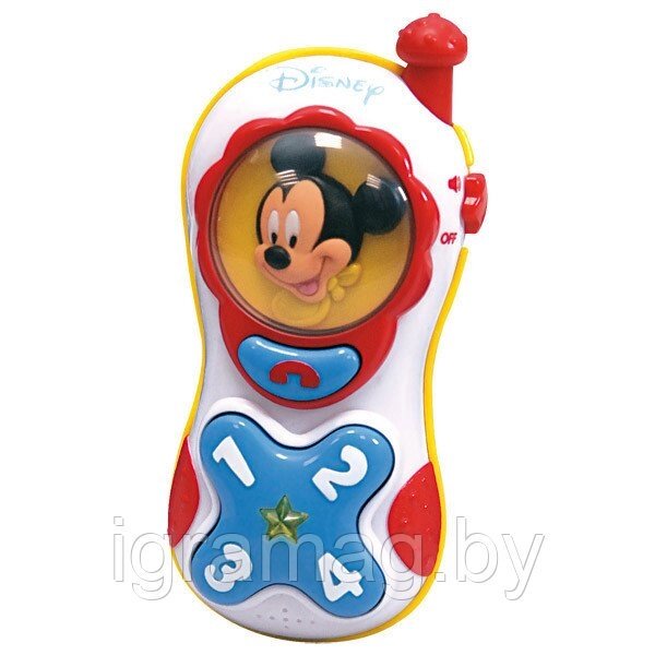 Развивающий обучающий игрушечный мобильный телефон Микки Маус от компании Интернет-магазин игрушек «ИграМаг» - фото 1