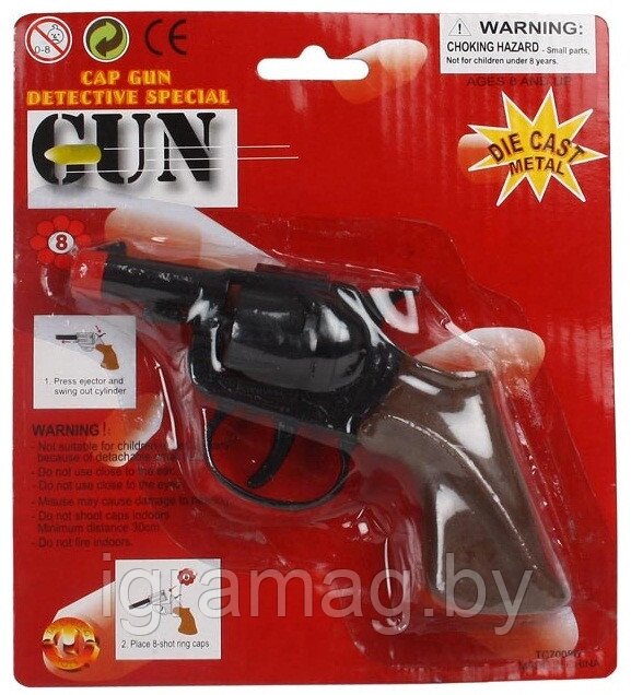 Револьвер металлический на пистонах, 14 см от компании Интернет-магазин игрушек «ИграМаг» - фото 1