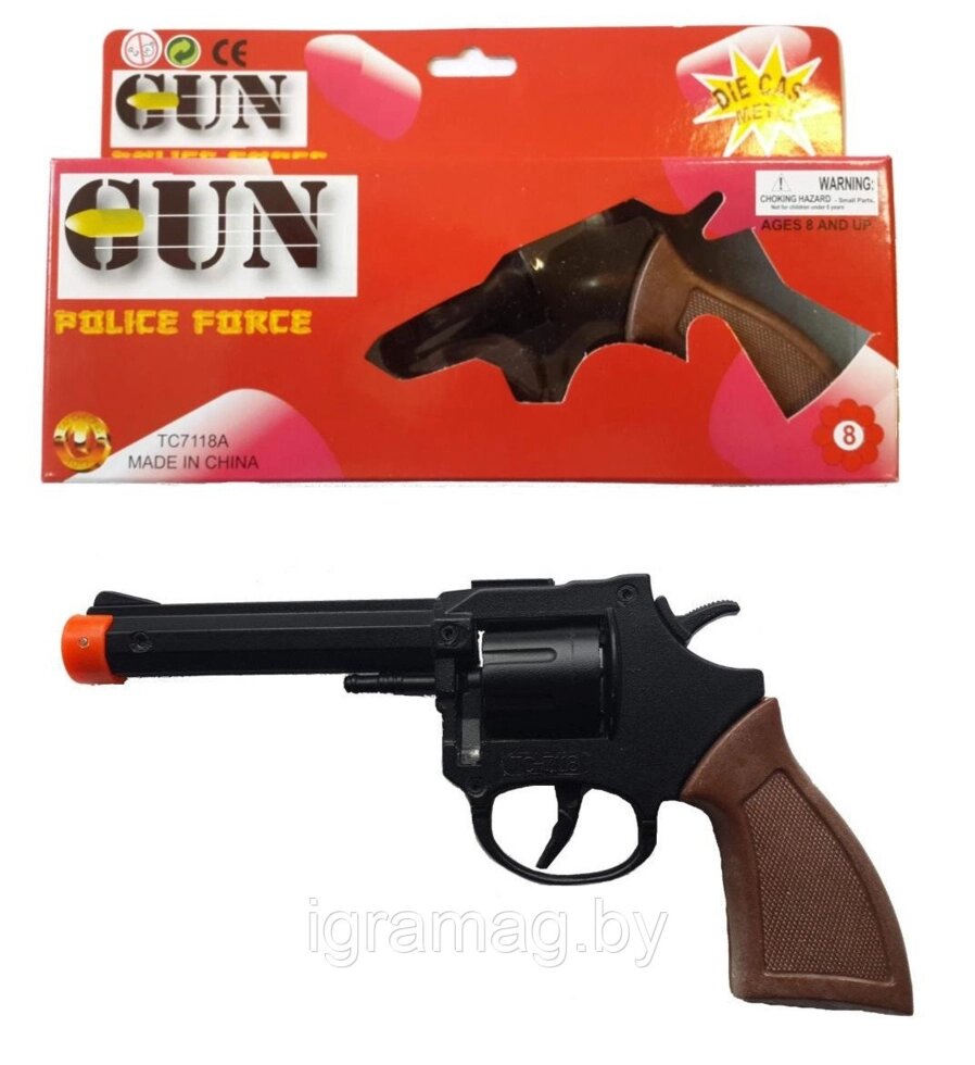 Револьвер металлический на пистонах с барабаном 18,4 см от компании Интернет-магазин игрушек «ИграМаг» - фото 1