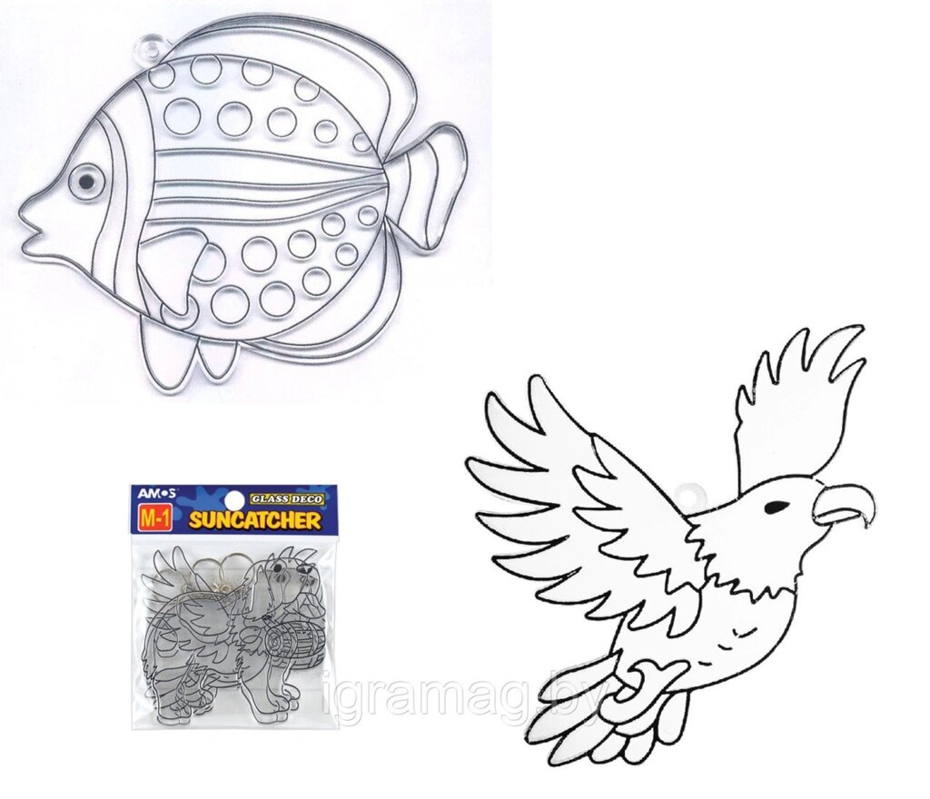 Витражи-брелоки из пластика в рыбка + орел Amos от компании Интернет-магазин игрушек «ИграМаг» - фото 1