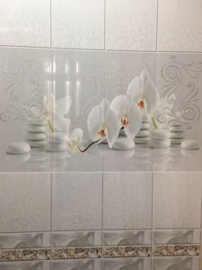 Стеновые панели ПВХ с 3D эффектом "Белая орхидея на камне" 2.5м