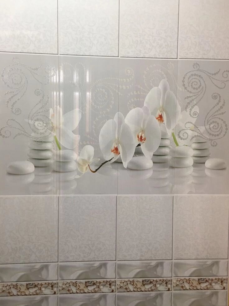 Стеновые панели ПВХ с 3D эффектом "Белая орхидея на камне" 2.5м от компании ООО "ВойЯрг" - фото 1