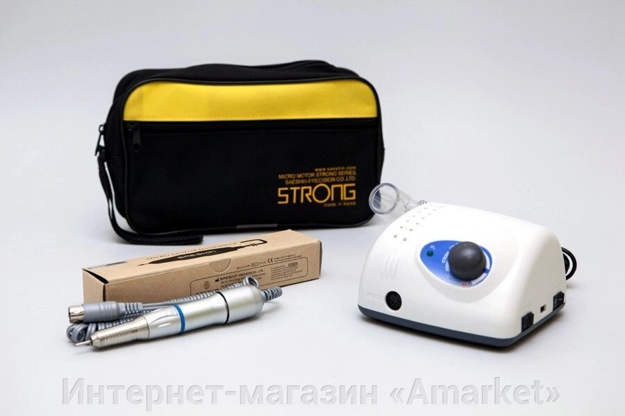Аппарат для маникюра Strong 210/107II 35т. о. 65Ватт (без педали, с сумкой) SAESHIN фрезер от компании Интернет-магазин «Amarket» - фото 1