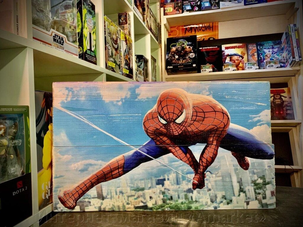 Картина на досках Человек-Паук 20x50 от компании Интернет-магазин «Amarket» - фото 1
