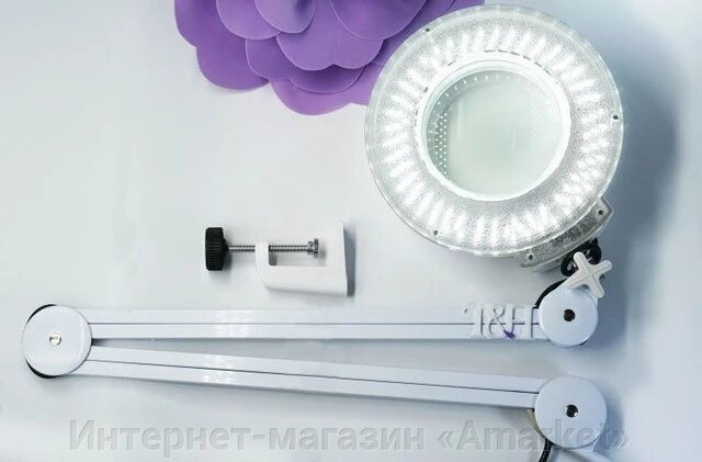Лампа лупа LED косметологическая на струбцине (5 диоптрий) от компании Интернет-магазин «Amarket» - фото 1