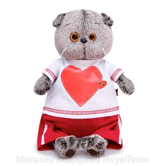 Мягкая игрушка кот Басик в футболке с сердцем, 30 см от компании Магазин подарков RoyalRose - фото 1