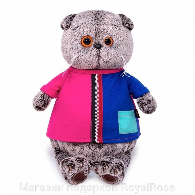 Мягкая игрушка кот Басик в пиджаке в двухцветной футболке, 30 см от компании Магазин подарков RoyalRose - фото 1