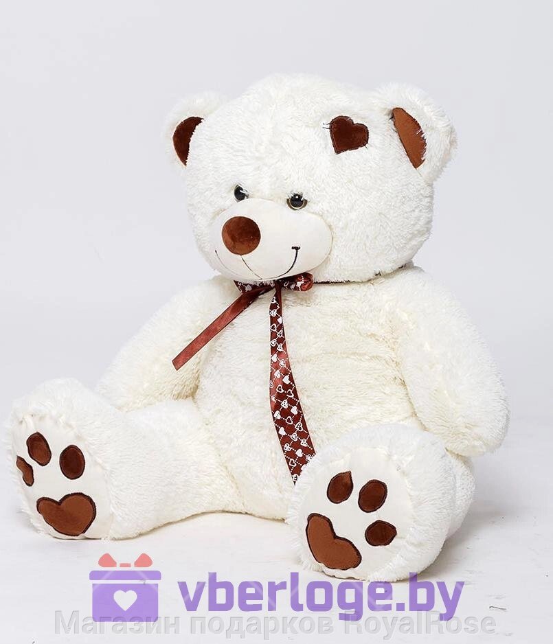 Плюшевый медведь Тонни 110 см Кремовый с сердечком на голове - интернет магазин