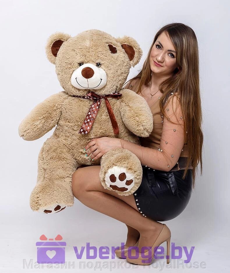 Плюшевый медведь Тонни 110 см Золотой с сердечком на голове от компании Магазин подарков RoyalRose - фото 1