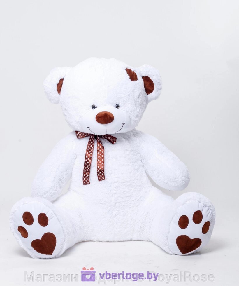 Плюшевый медведь Тонни 160 см Белоснежный с сердечком на голове от компании Магазин подарков RoyalRose - фото 1