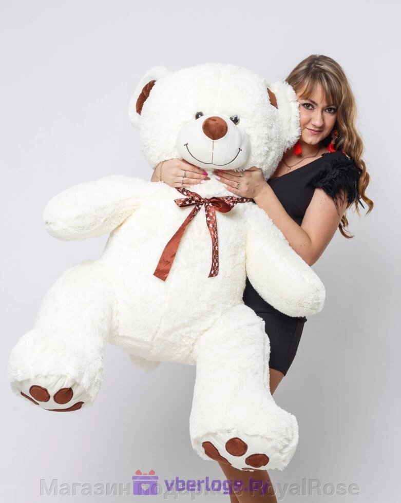 Плюшевый медведь Тонни 160 см Кремовый с сердечком на голове от компании Магазин подарков RoyalRose - фото 1