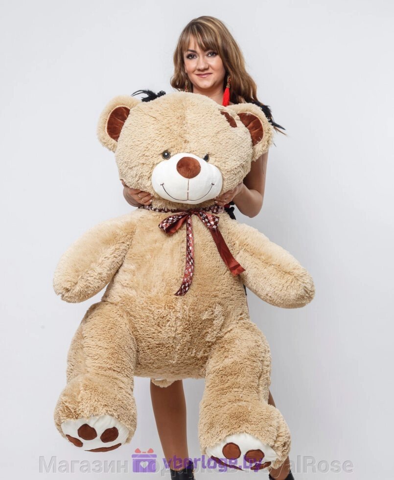 Плюшевый медведь Тонни 160 см Золотой с сердечком на голове от компании Магазин подарков RoyalRose - фото 1