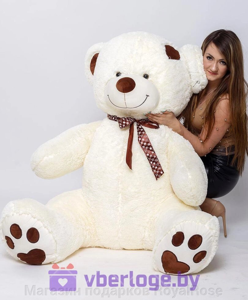 Плюшевый медведь Тонни 190 см Кремовый с сердечком на голове от компании Магазин подарков RoyalRose - фото 1