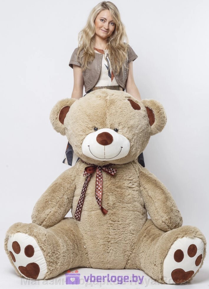 Плюшевый медведь Тонни 190 см Золотой с сердечком на голове от компании Магазин подарков RoyalRose - фото 1