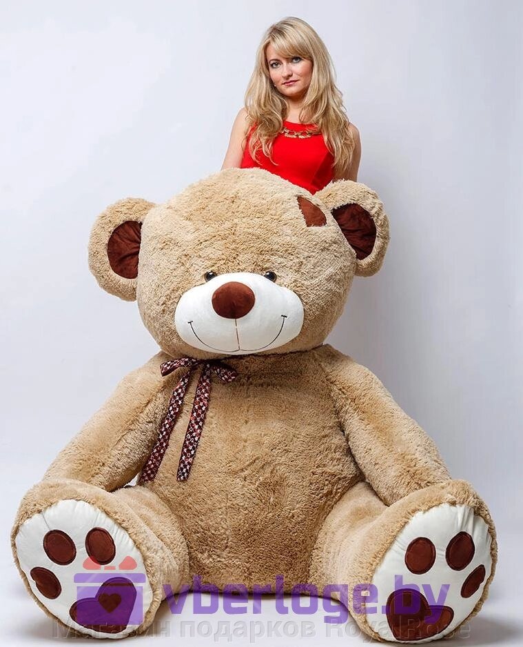 Плюшевый медведь Тонни 240 см Золотой с сердечком на голове от компании Магазин подарков RoyalRose - фото 1