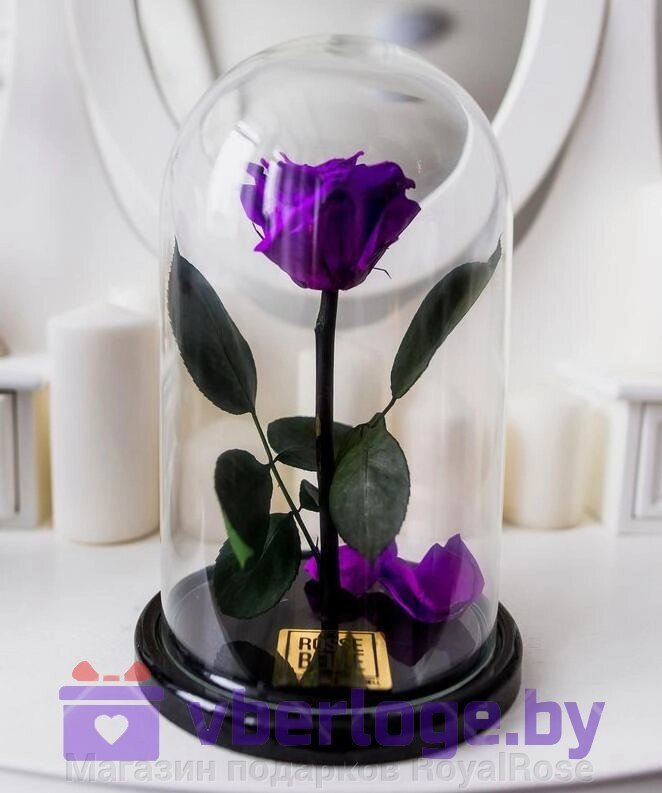 Роза в колбе 28 см, Dark Violet Premium от компании Магазин подарков RoyalRose - фото 1