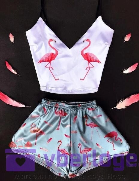 Шелковая пижамка Flamingo от компании Магазин подарков RoyalRose - фото 1