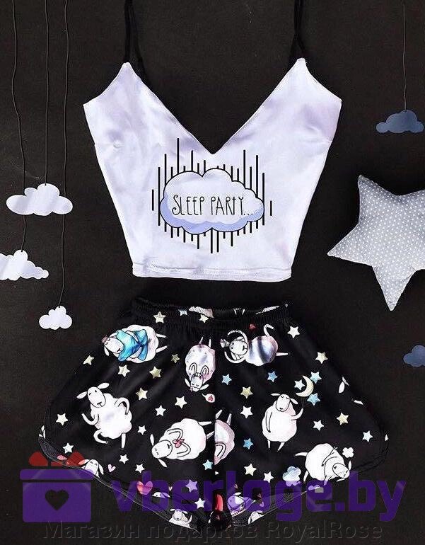 Шелковая пижамка Sleepy Party от компании Магазин подарков RoyalRose - фото 1