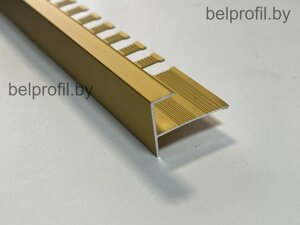 F-образный профиль для плитки и ступеней 10 мм, Золото мат 270 см