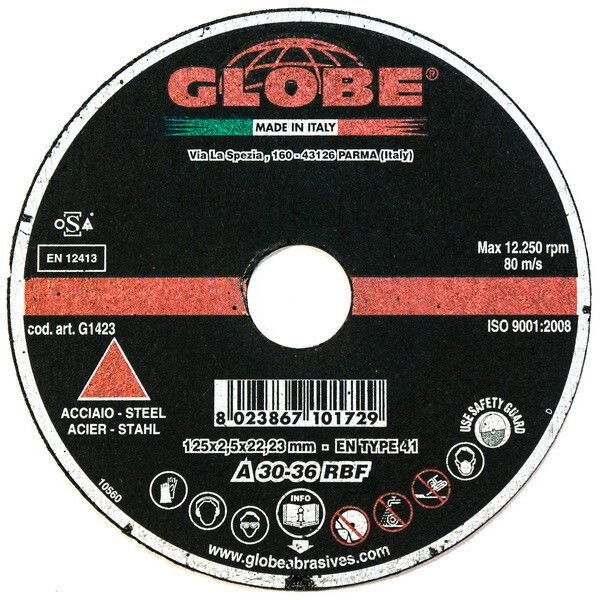 Отрезной абразивный круг GLOBE 125x1,0x22.2 SX XcellenceONE от компании Сварочные материалы по оптовым ценам | СВАРКА-ОПТ.БЕЛ - фото 1