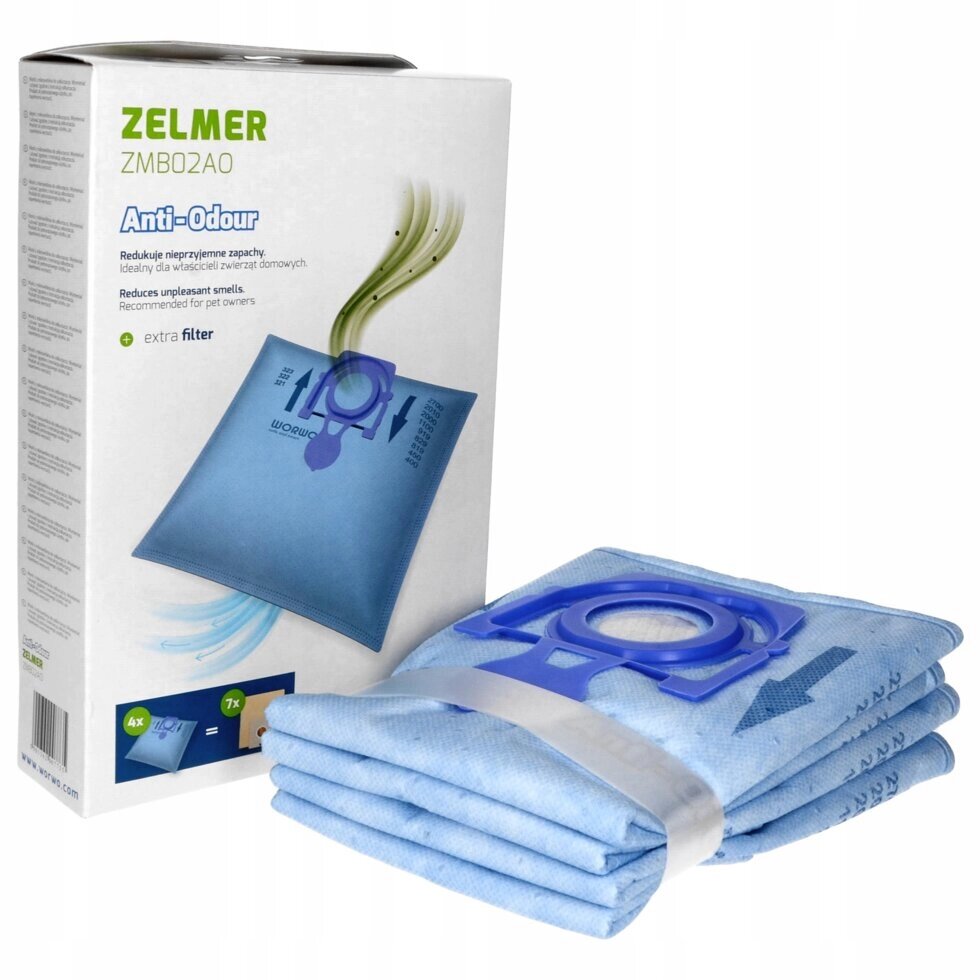 Комплект пылесборников антизапаховых и антиаллергенных для пылесоса Zelmer (синий) от компании ИП Сацук В. И. - фото 1