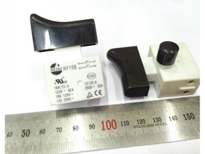 Выключатель (кнопка) для дисковой пилы Фиолент ПД 3, 4, 7, УШМ Фиолент МШУ 17-11-125 HY15В 10А-250V-5Е4, оригинал.