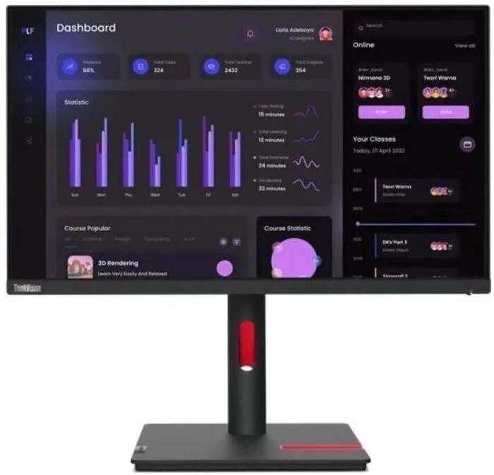 23.8" Монитор Lenovo ThinkVision T24i-30,  1920x1080,  IPS,  1хHDMI,  1хDP,  черный [63cfmatxuk] от компании 2255 by - онлайн гипермаркет - фото 1