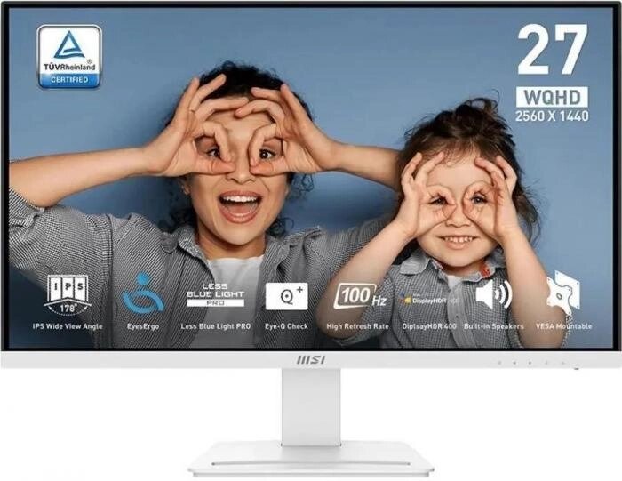 27" Монитор MSI Pro MP273QW E2,  2560x1440,  IPS,  100Гц,  2хHDMI,  1хDP,  белый [9s6-3pb69h-054] от компании 2255 by - онлайн гипермаркет - фото 1