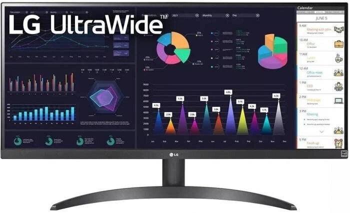 29" Монитор LG UltraWide 29WQ500-B,  2560x1080,  IPS,  100Гц,  1хHDMI,  1хDP,  черный [29wq500-b. aruz] от компании 2255 by - онлайн гипермаркет - фото 1