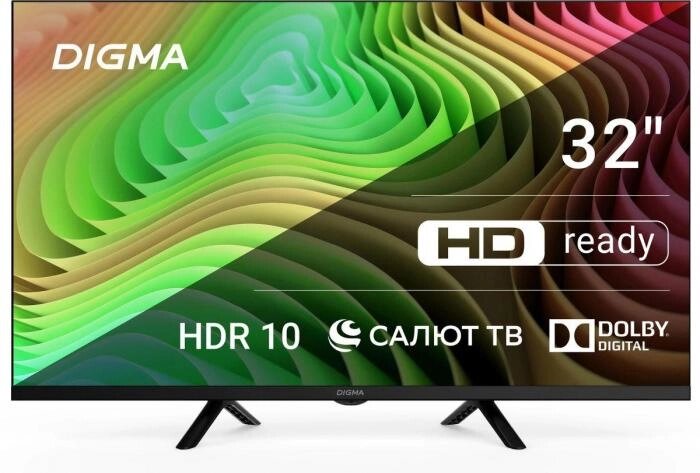 32" Телевизор Digma DM-LED32SBB34, HD, черный, СМАРТ ТВ, Салют ТВ от компании 2255 by - онлайн гипермаркет - фото 1