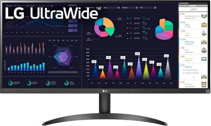 34" Монитор LG UltraWide 34WQ500-B,  2560x1080,  IPS,  100Гц,  1хHDMI,  1хDP,  черный [34wq500-b. aruz] от компании 2255 by - онлайн гипермаркет - фото 1