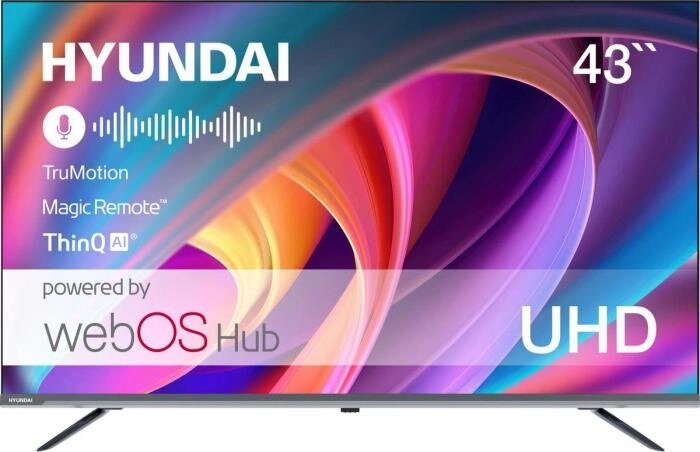 43" Телевизор Hyundai H-LED43BU7100, 4K Ultra HD, серый, СМАРТ ТВ, WebOS от компании 2255 by - онлайн гипермаркет - фото 1