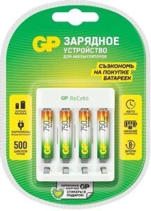 AA/AAA Зарядное устройство GP Rechargeable Е411/75AAAHCCS-2CR1, 4 шт. 750мAч