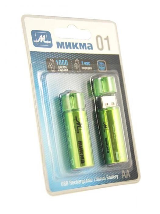 Аккумулятор AA - Микма 01 1000mAh USB Rechargeable Lithium Battery (2 штуки) C182-26314 от компании 2255 by - онлайн гипермаркет - фото 1