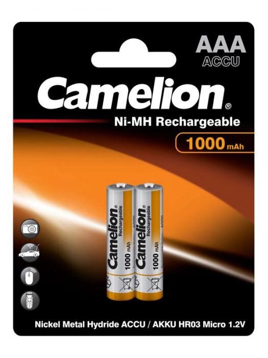 Аккумулятор AAA - Camelion 1.2V 1000mAh Ni-Mh BL-2 NH-AAA1000BP2 (2 штуки) 6182 от компании 2255 by - онлайн гипермаркет - фото 1