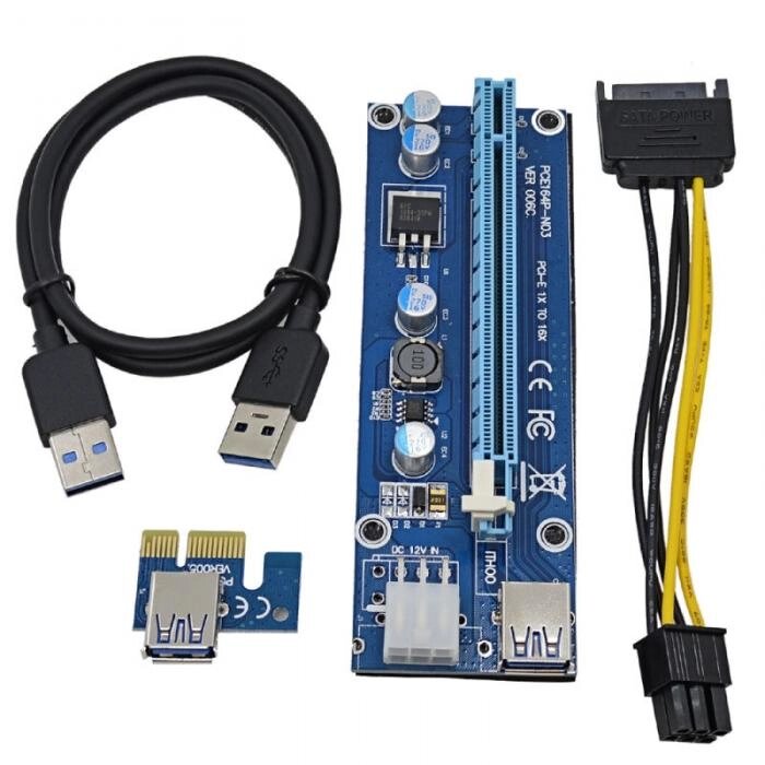 Аксессуар Адаптер Espada Mining PCI-E X1 M to PCI-E X16 F Express USB 3.0 6pin SATA EPCIekit майнинг от компании 2255 by - онлайн гипермаркет - фото 1