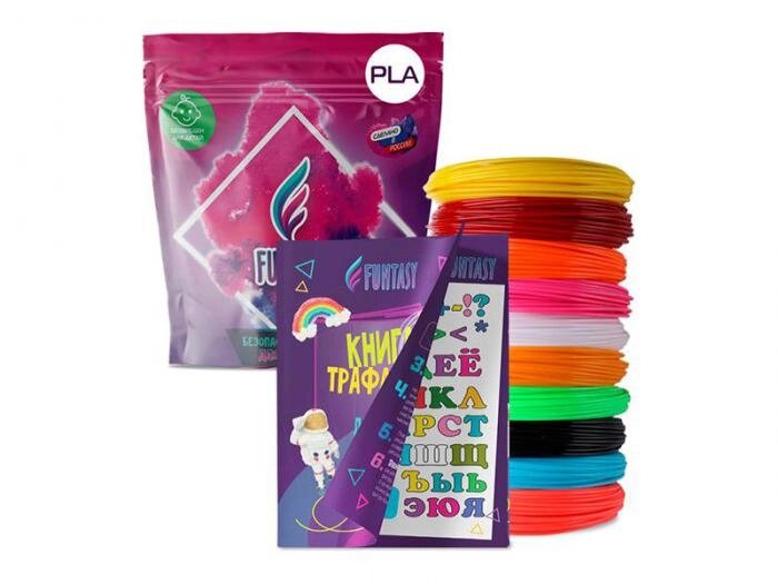 Аксессуар Funtasy PLA-пластик 10 цветов + книжка с трафаретами SET-FUNTASY-BOOK-PLA-10-5 от компании 2255 by - онлайн гипермаркет - фото 1