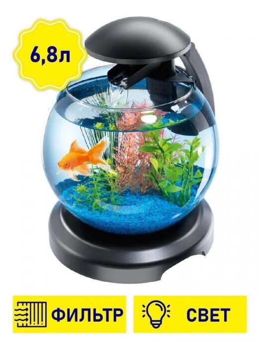 Аквариум для рыбок круглый мини маленький NFS28 черный от компании 2255 by - онлайн гипермаркет - фото 1