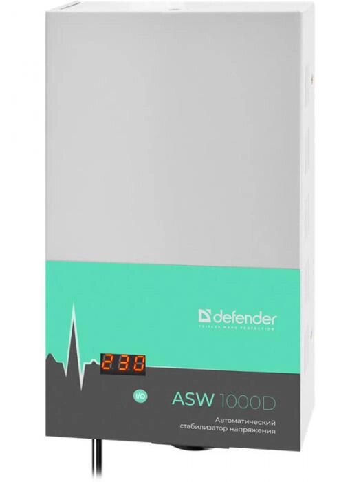 Автоматический стабилизатор напряжения Defender ASW 1000D 99045 настенный однофазный 220В для газового котла от компании 2255 by - онлайн гипермаркет - фото 1