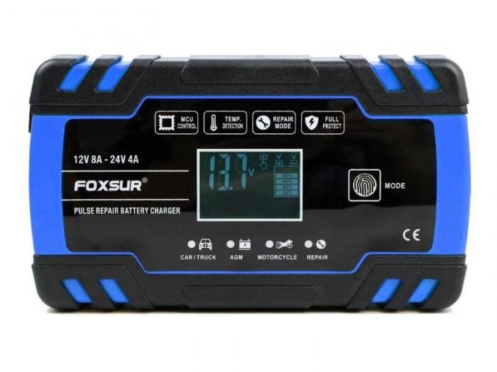 Автоматическое автомобильное зарядное устройство Foxsur 12V/24V 8A FBC122408D для аккумулятора авто 12V 24V от компании 2255 by - онлайн гипермаркет - фото 1