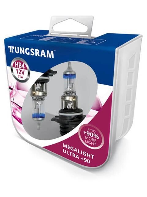 Автомобильные галогеновые лампы галогенки Tungsram HB4 12V 51W P22d Megalight Ultra 2шт 9006SXU PB2 от компании 2255 by - онлайн гипермаркет - фото 1