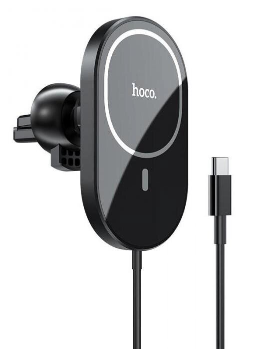 Автомобильный держатель для телефона iPhone в авто машину автомобиль Hoco CA90 с беспроводной зарядкой от компании 2255 by - онлайн гипермаркет - фото 1