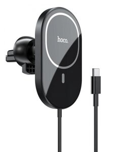 Автомобильный держатель для телефона iPhone в авто машину автомобиль Hoco CA90 с беспроводной зарядкой