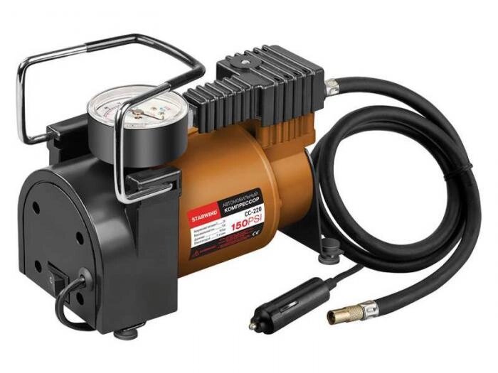Автомобильный компрессор насос для накачки шин Starwind CC-220 портативный электрический от прикуривателя 12V от компании 2255 by - онлайн гипермаркет - фото 1