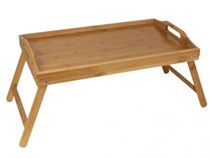 Бамбуковый столик-поднос сервировочный складной Teza 40-039 раскладной для завтрака кофе в постель деревянный от компании 2255 by - онлайн гипермаркет - фото 1