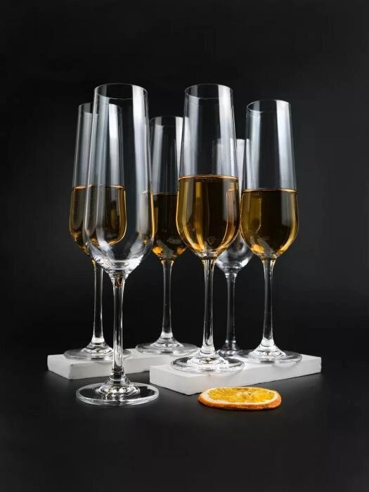 Бокалы для вина и коктейлей Фужеры для шампанского стекло на ножке Подарочный винный новогодний набор 6 штук от компании 2255 by - онлайн гипермаркет - фото 1