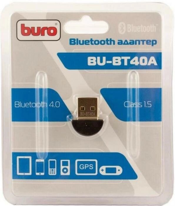 BURO Адаптер USB BU-BT40A BT4.0+EDR class 1.5 20м черный от компании 2255 by - онлайн гипермаркет - фото 1