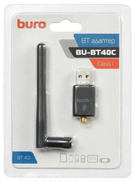 BURO Адаптер USB BU-BT40С BT4.0+EDR class 1 100м черный от компании 2255 by - онлайн гипермаркет - фото 1