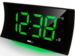 Часы-будильник электронные настольные цифровые светящиеся BVItech BV-432GKS зеленые сетевые с подсветкой
