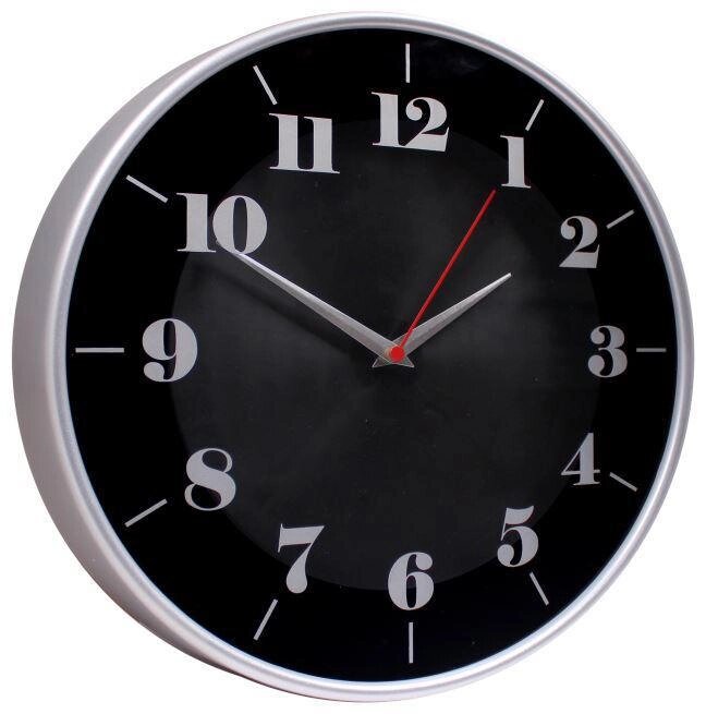 Часы настенные интерьерные бесшумные стильные круглые черные для спальни зала на стену TROYKA 77777740 от компании 2255 by - онлайн гипермаркет - фото 1